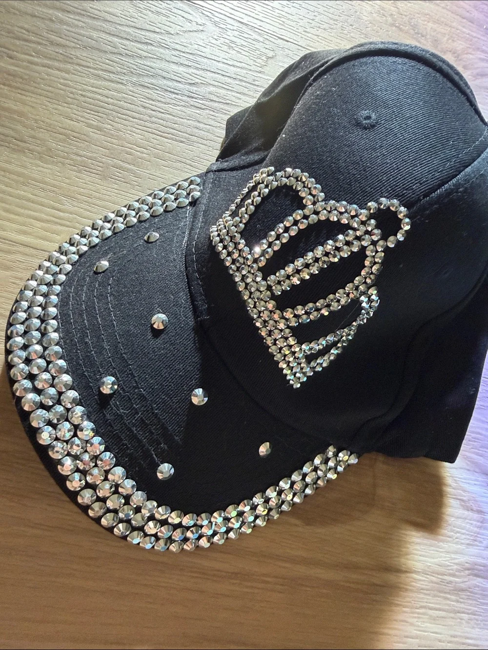Black Kids Rhinestone Crown Baseball Cap